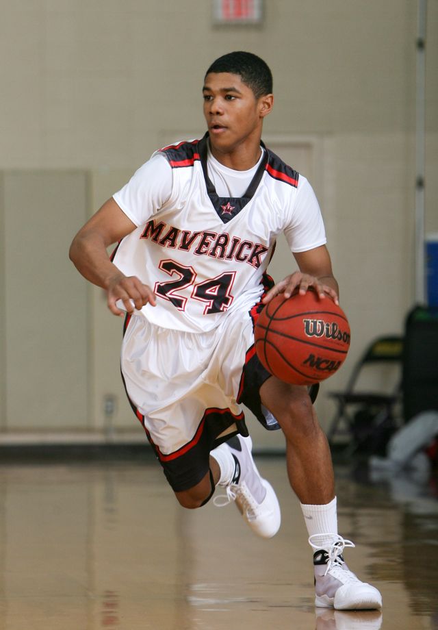 A basketball game in progress